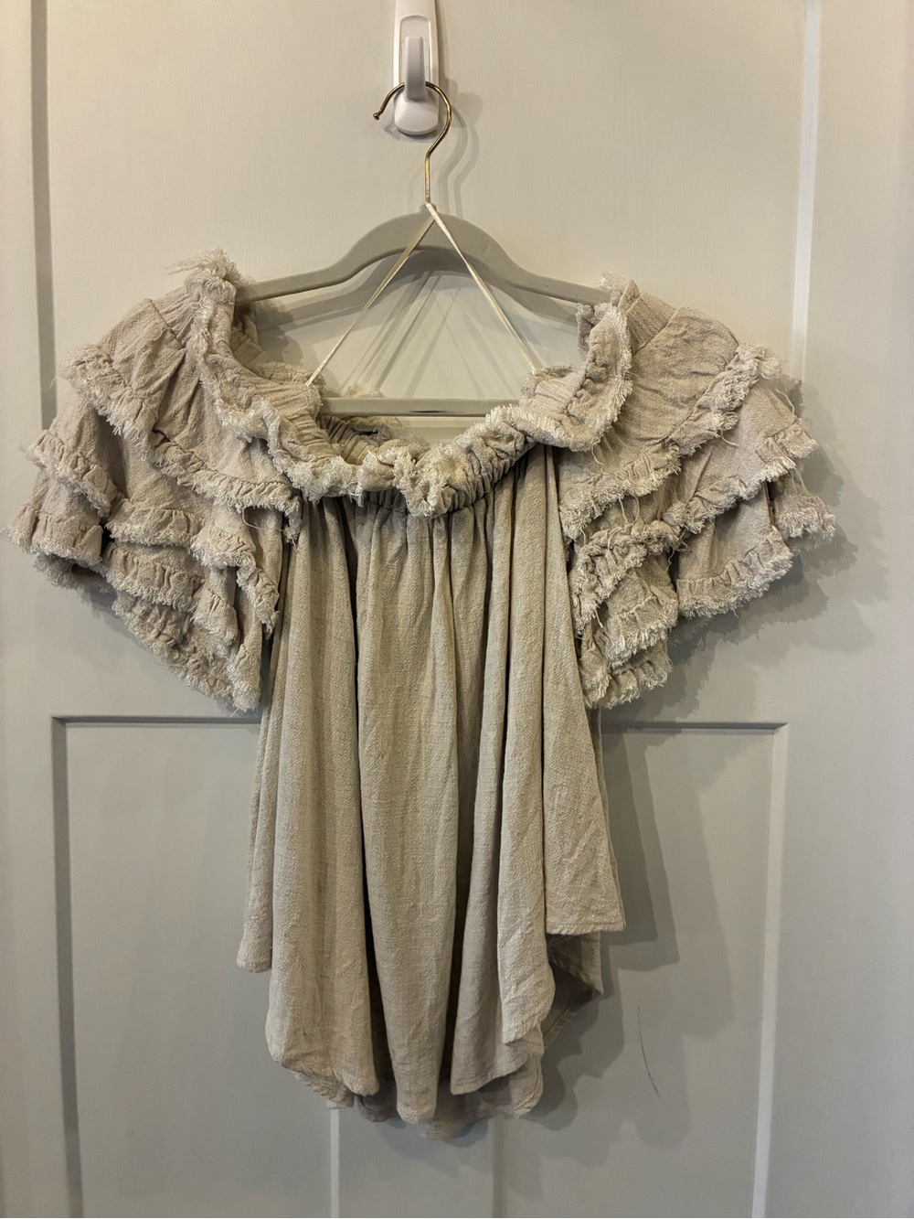 Umgee Cream Ruffle Off-Shoulder Camisole